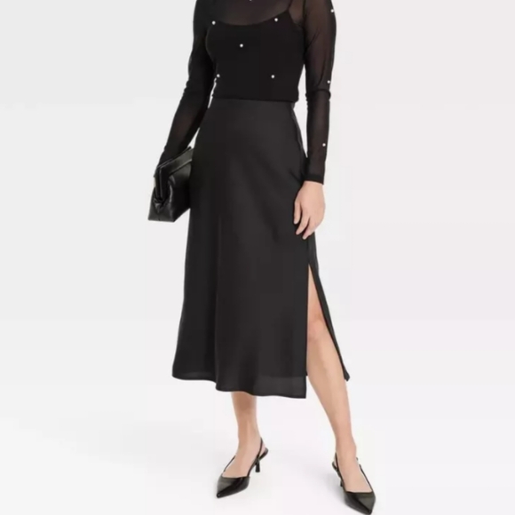 A New Day Women's Plus Size A-Line Midi Slip Skirt Black 4x - Picture 6 of 6